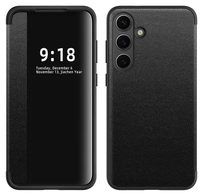 Produktbild von Für Samsung Galaxy S25 5G View Spiegel Handy Smart Cover Wake UP Funktion Case Schwarz