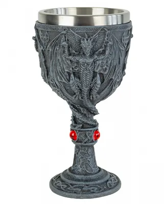 Produktbild von Extravaganter Drachenkelch mit 3 Roten Schmucksteinen 20 cm