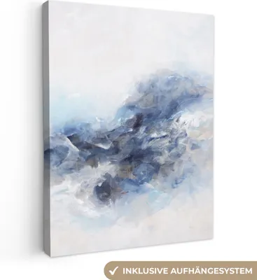 Produktbild von MuchoWow® - Leinwandbilder - Farbe - Malerei - Abstrakt - Blau, Wandbild, Wanddeko Bilder Wohnzimmer, 30x40 cm
