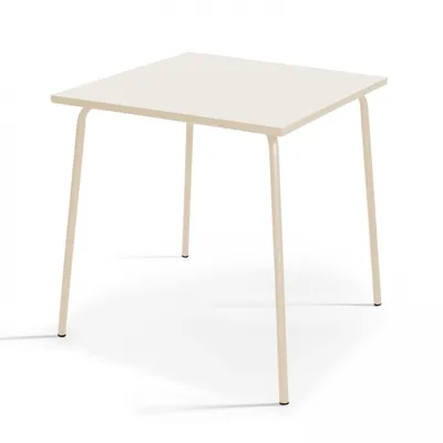 Produktbild von Quadratischer Gartentisch aus Metall Elfenbein - Oviala Palavas