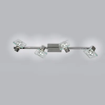 Image de Applique Contemporaine Carré Métal Chrome Verre Blanc 4 Lumières Gu10