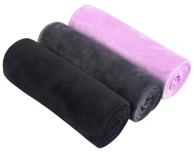 Zdjęcie produktu dla Zestaw 3 ręczników z mikrofibry, wymiar 40,6 x 81,3 cm, kolor: czarny, szary, jasnofioletowy