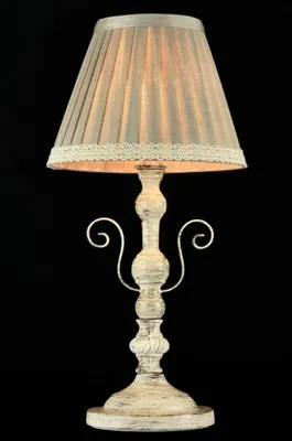 Zdjęcie produktu dla Lampa stołowa Casa Padrino w stylu barokowym, biała z patyną, z abażurem w kolorze kości słoniowej i szarości, wymiary: 20 x 41 cm