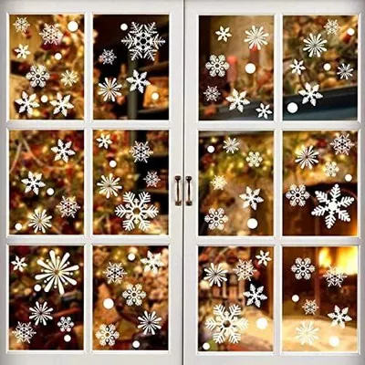 Image de Autocollants pour fenêtres, flocons de neige, 54 pièces, blancs, réutilisables, pour la décoration de Noël