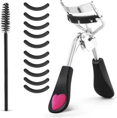 Produktbild von Famanu Wimpernzange Set - Professionelle Wimpernzange mit 10 Silikon-Nachfüllpads und Wimpernbürste