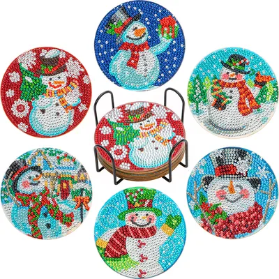 Produktbild von Diamant Malerei Untersetzer für Getränke DIY Diamant Malerei Untersetzer Kits mit Halter für Erwachsene Kinder Anfänger Weihnachtsgeschenke