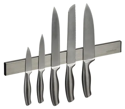 Magnetleiste 40 cm, selbstklebend, für Messer & Werkzeug, silber/schwarz