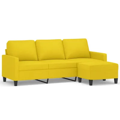 Zdjęcie produktu dla 3-osobowa sofa z podnóżkiem, jasnożółty, 180 cm, tkaniną