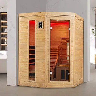 Produktbild von Artsauna Infrarotkabine Kolding – Dual-Technologie Heizsystem Infrarotsauna - 2 Personen – LED-Farblicht, digitale Steuerung – Hemlock-Holz