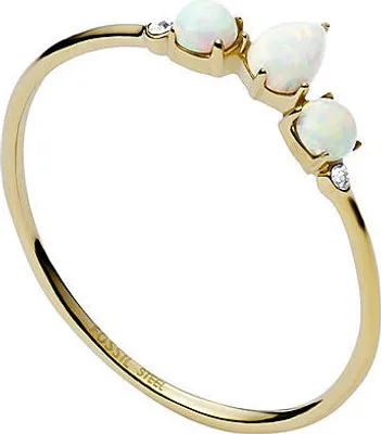 Produktbild von Fossil Ring aus Edelstahl mit Opal, Gold & Weiß, Größe 16, Kollektion Val di Fossil