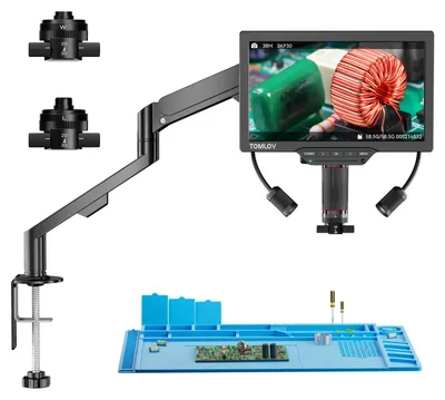 Obrázok produktu pre Digitálny mikroskop - Video mikroskop - 17,8-centimetrový IPS displej - HDMI - 3 objektívy - 1500–3000-násobné zväčšenie - Nabíjateľný cez USB - Na spájkovanie elektronických súčiastok