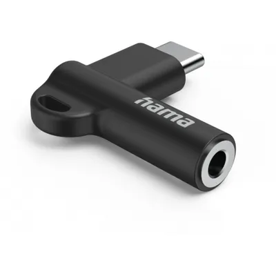 Immagine prodotto di Hama Adattatore Aux USB-C - presa jack da 3,5 mm, spina angolata a 90°, nero (00201701)