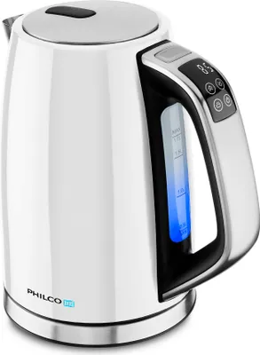 Obrázek produktu pro PHILCO PHWK 1701 Chytrá konvice, ovládání teploty od 30 do 100 °C po 5ti stupních, LED displej, různé barvy vodoznaku dle teploty vody, objem 1,7 l, 1850 - 2200 W