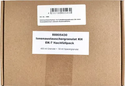 Produktbild von Ionenaustauscherharz für Entkalkungspatronen die einen Granulatwechsel zulassen (Karbonathärte)