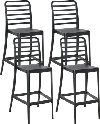 Produktbild von BELIANI Barstuhl 4er Set Schwarz Kunststoff Wandelbar mit Hoher Lehne Fußstützen 2 in 1 Design Thekenstuhl Küchenstuhl Wohnzimmer Küche Bar Wohnküche