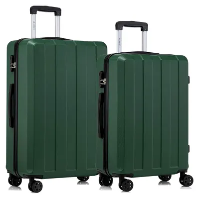 Produktbild von Reisekoffer Set mit Hartschale, Handgepäck und 4 Rollen, Dunkelgrün (2-teilig, L&XL)
