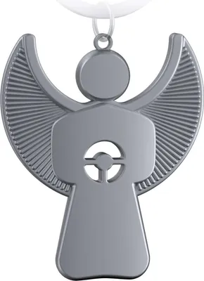 Produktbild von FABACH Schutzengel Schlüsselanhänger Pikto mit Lenkrad - Edler Engel Anhänger aus Metall in mattem Silber - Geschenk Glücksbringer Auto Führerschein - Fahr vorsichtig