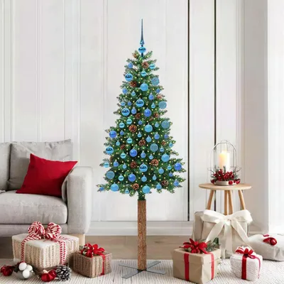 Immagine prodotto di Maison Exclusive - Albero di Natale slanciato con 300 LED e supporto, verde, 180 cm