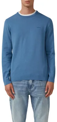 Produktbild von s.Oliver Herren Strickpullover – Regular Fit, Baumwolle, Logo-Stickerei – Größe 3XL, 6244_blau