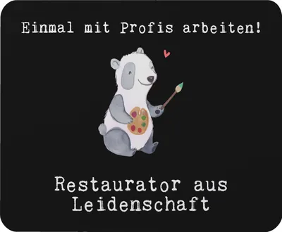 Produktbild von Mr. & Mrs. Panda Mauspad Restaurator Leidenschaft - Schwarz - Geschenk, pc mousepad, mausteppich, Mouse Pad, laptop