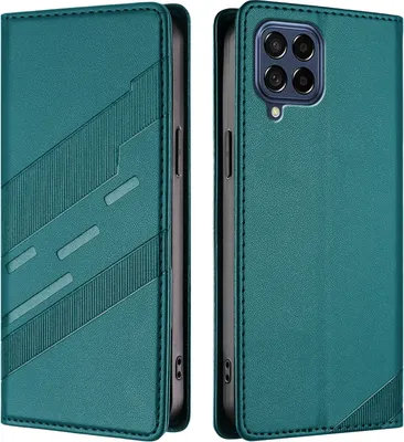 Produktbild von Hülle für Samsung Galaxy M53 5G, Kunstleder Brieftaschen Handyhülle mit Kartenfach und Standfunktion Grün