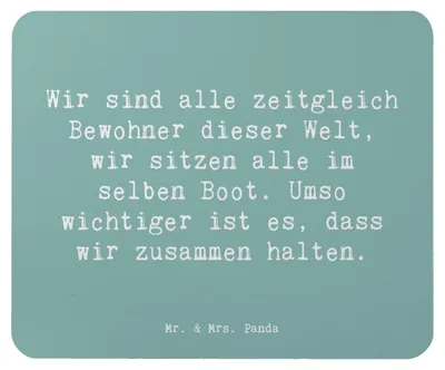 Produktbild von Mr. & Mrs. Panda Mousepad Spruch Freundlichkeiten verbreiten - Meeresbrise - Geschenk, Vertrauem, Mutmacher, Trost, Mouse Pad, positivity, pc mausunterlage, Zusammenhalt