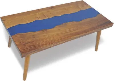 Obrázok produktu pre Konferenčný stolík z teakového dreva a živice, 100x50x40 cm