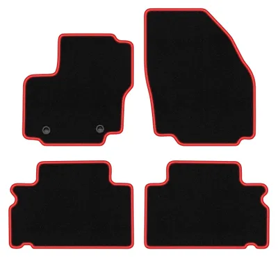 Productafbeelding van Velours automatten voor Ford Galaxy MK2 2006-2011 (MPV) – 4-delig, zwart/rood, op maat – Wielganizator CARLUX