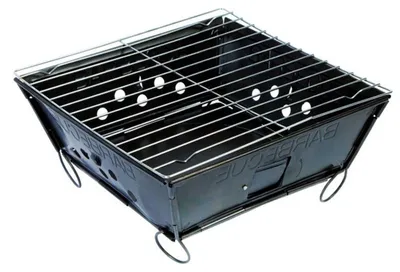 Imagen del producto de Barbacoa plegable de acero, de 28 x 28 x 2 cm, ideal para camping y actividades al aire libre