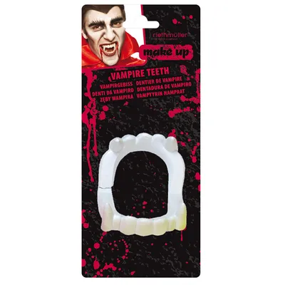 Produktbild von Vampirzähne für Erwachsene und Kinder | Realistische Eckzähne | 1 Paar | Halloween Kostüm Zubehör
