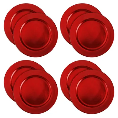 Produktbild von com-four® 8x Platzteller gebürstet - wiederverwendbare Unterteller als Tischdekoration - edle Dekoteller für Hochzeit, Familienfeier oder Weihnachten - Ø 33 cm Servierplatten