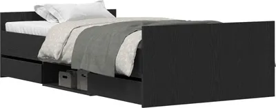 Zdjęcie produktu dla Rama łóżka vidaXL, czarna, imitacja dębu, 203 x 103 x 50 cm, materiał drewnopochodny