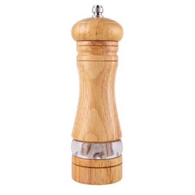 Produktbild von 15 cm große, manuelle Pfeffermühle mit Keramikkern und ergonomischem Griff aus Gummiholz
