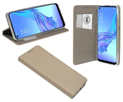 Image de Livre Etui Smart pour OPPO A53 Housse de téléphone portable Etui portefeuille Housse de protection avec fonction support, porte-carte or