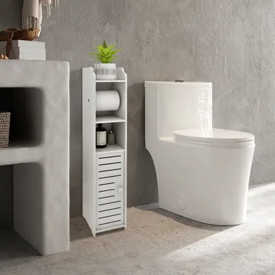 Produktbild von Supfine Badezimmerschrank Weiß 1 Tür PP wasserdicht 76 x 17 x 15 cm