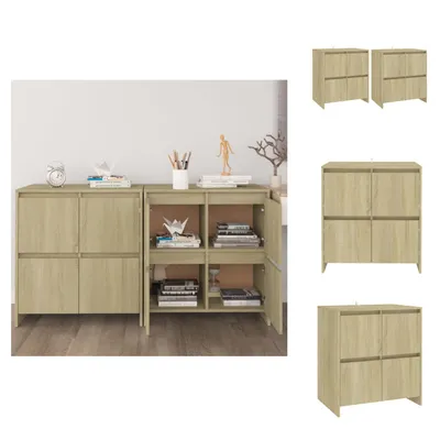 Immagine prodotto di vidaXL Credenze 2 pezzi rovere Sonoma 70x41x75 cm materiale a base di legno - Credenze