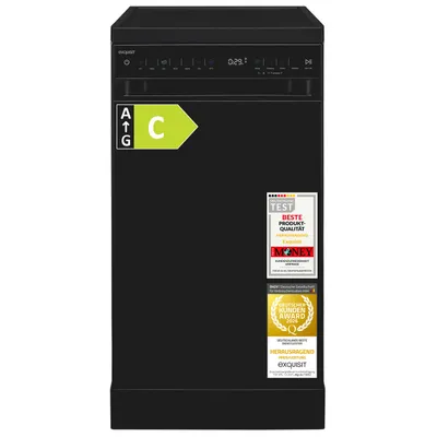 Produktbild von Exquisit Geschirrspüler 11 Maßgedecke | Energieklasse C | 7 Spülprogramme | Aquastop | Besteckschublade | Unterbaufähig | Startzeitvorwahl | Schwarz