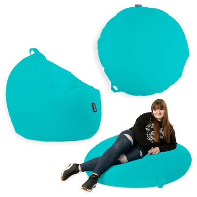 Produktbild von Sitzsack mit füllung 2 in 1 Sitzkissen Bean Bag Outdoor Indoor Wasserfest | Türkis 145cm