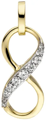 Produktbild von Anhänger Unendlichkeit Symbol Infinity 8 mit weißen Zirkonia 375 Gold Gelbgold