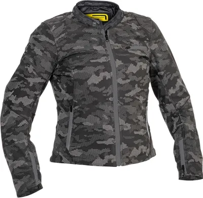 Produktbild von Lindstrands Fryken Camo Damen Motorrad Textiljacke, schwarz/grau, 38
