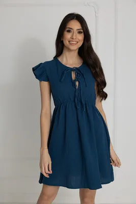 Produktbild von DOLCE SONNO Stillnachthemd Salome – Umstandsnachthemd für Schwangere & Stillende aus 100% Musselin Baumwolle, Sommerkleid Nachtwäsche Damen – Farbe Poseidon, Größe M
