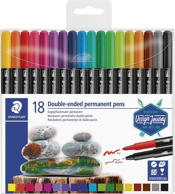 Immagine prodotto di STAEDTLER penne a doppia punta in fibra permanente vari colori confezione da 18 pezzi