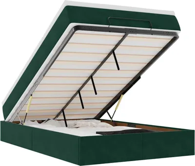 Image de vidaXL Ottoman-lit avec matelas vert foncé 120x190 cm velours