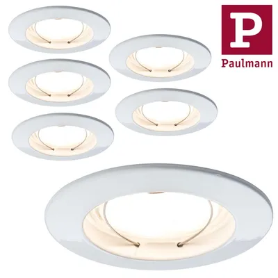 Produktbild von Paulmann Premium Einbauleuchten Set Coin satiniert rund starr LED 6x6,8W 2700K 230V 51mm Weiß m/Alu Zink