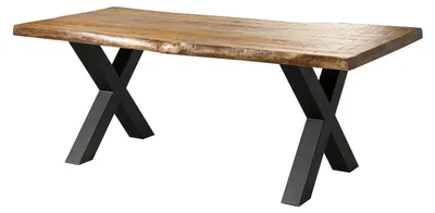 Immagine prodotto di MASSIVMOEBEL24 | FREEFORM 5 tavolo da pranzo in legno di mango - verniciato natur / gambe in ferro X antracite matt 180x90