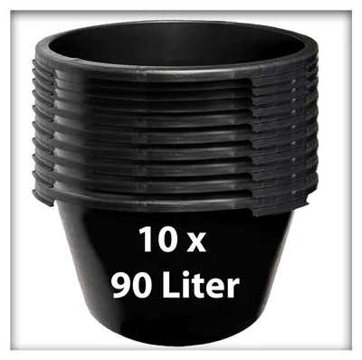 Produktbild von 10 Stk. 90 Liter Mörtelkübel Pflanzwanne Mörtelkasten Zementkübel Maurerkasten rund