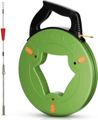 Immagine prodotto di Dispositivo per l'inserimento di cavi - Nastro guida da 4 mm x 60 m - Molla di spinta per tubi corrugati - Dispositivo manuale per facilitare l'inserimento di cavi, ideale per elettricisti
