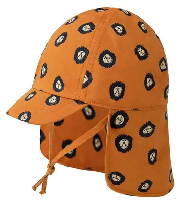 Produktbild von Baby Kinder Sonnenhut Baumwolle mit Nackenschutz Oranger Löwe 6-12 Monate
