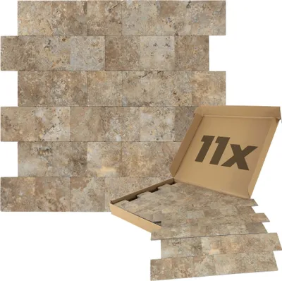 Produktbild von Dalsys Wandpaneele selbstklebend Steinoptik 1m², 11 Stück Beige Wandverkleidung feuchtigskeitsbeständig,  für Bad und Küche