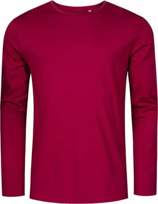 Image de X.O by Promodoro 1465 | T-shirt ras du cou homme manches longues, coton peigné - Couleur : Berry - Taille : XXL